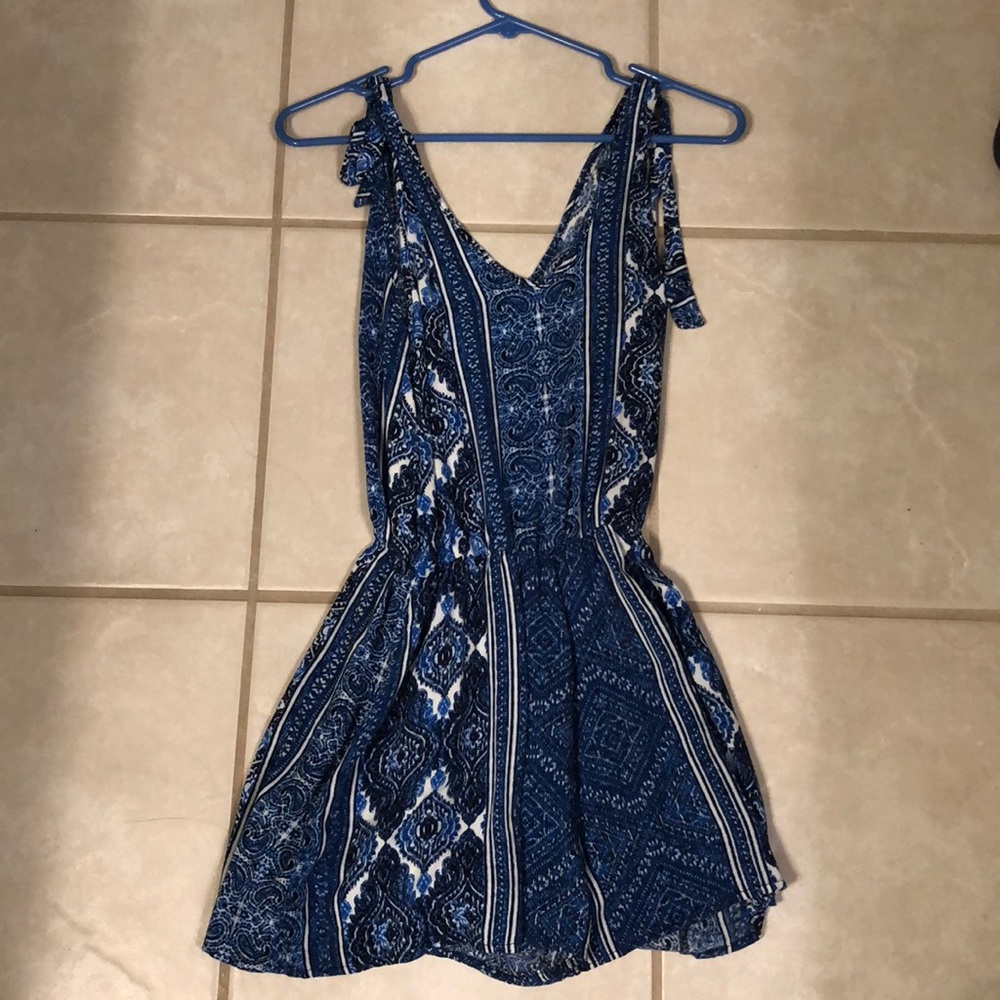 Blue and Black patterned romper